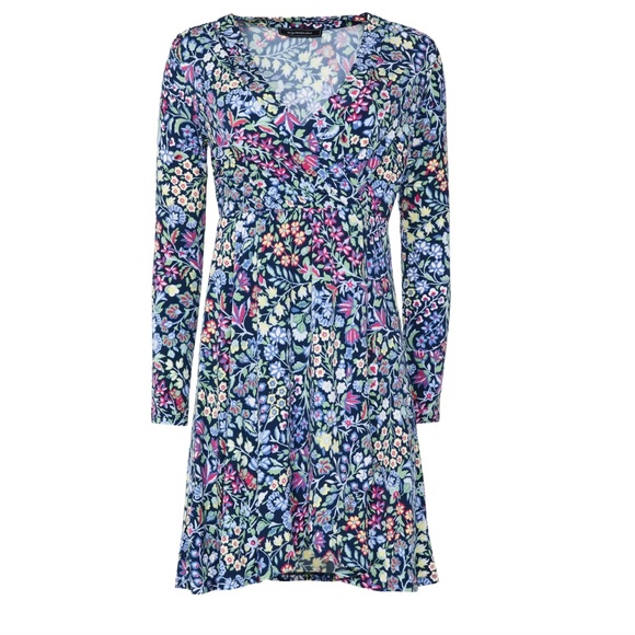 BCBGMaxAzria Savannah Surplice Floral Print Navy Dress in Size XS NWOT - Picture 4 of 10